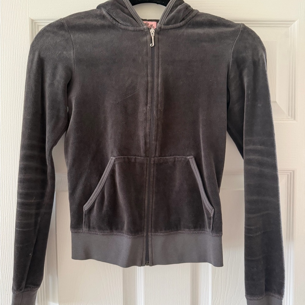 Juicy Couture Charcoal Velvet Zip Hoodie